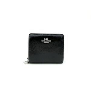 Coach Black Crinkle Patent Leather‎ Snap Wallet NWT CW790